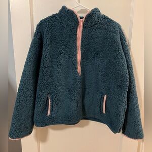 Summersalt Women's Fleece Jacket - Dark Teal and Light Pink